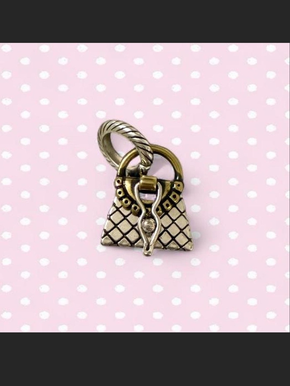 Brighton Antique Gold Quilted Purse Charm Keyring